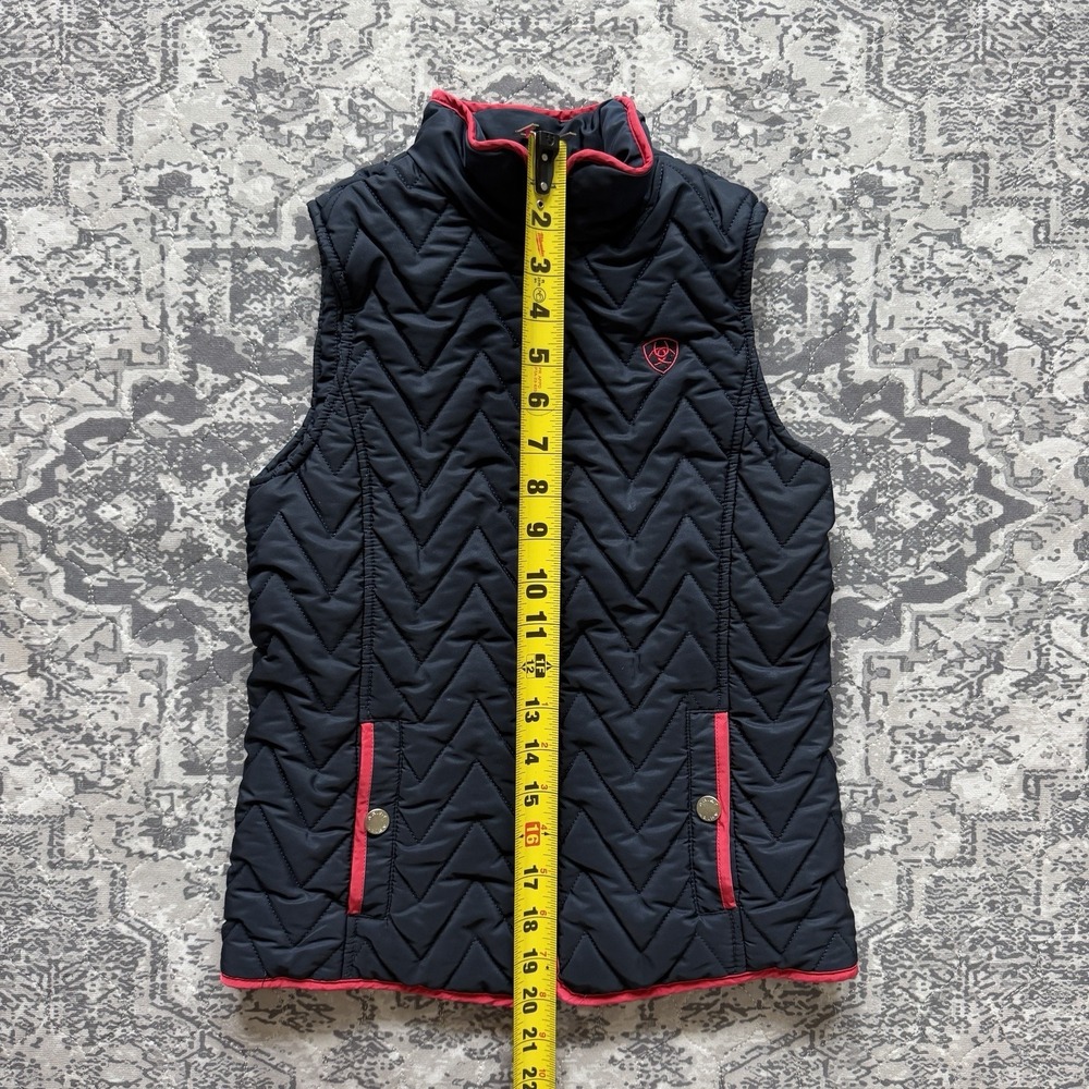 ARIAT Ashley Quilted Girls Youth Kids Vest Medium 10 Navy Blue Sleeveless - Picture 3 of 11